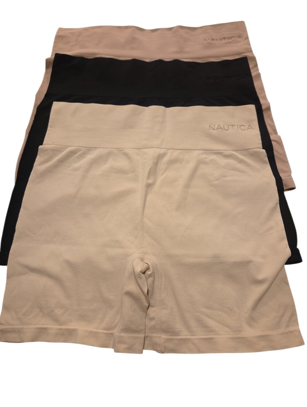 Nautica Women's Seamless High-Waist Shaping Shorts - Nude / Black